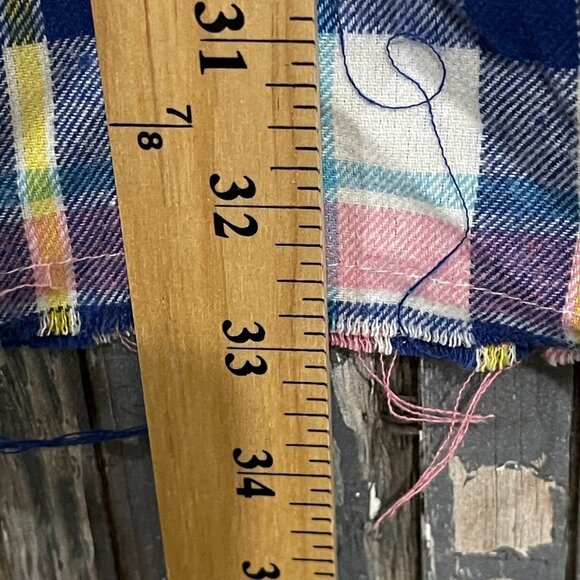 Reclaimed Vintage Raw Hem Plaid Short Sleeve Button Up Mens Medium - Picture 4 of 8